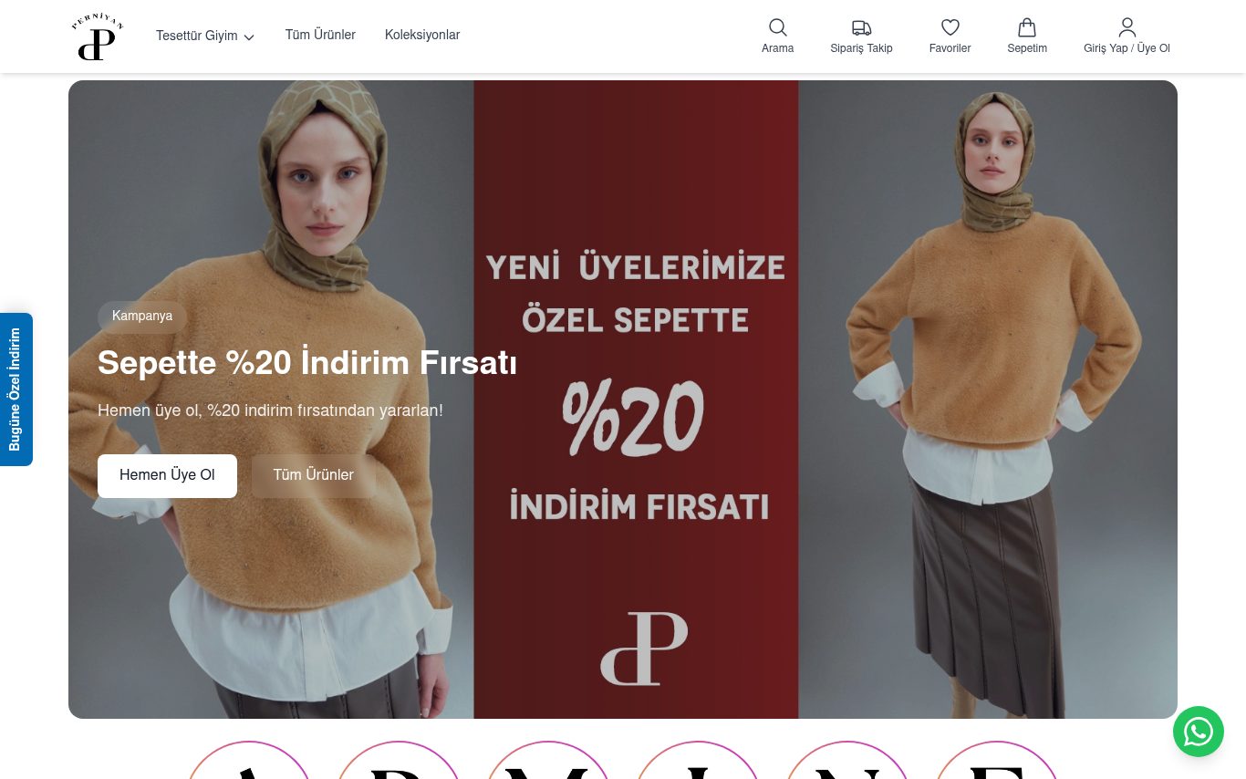 Moda Perniyan: Tesettür Giyim E-Ticaret Platformu ana sayfa ekran görüntüsü